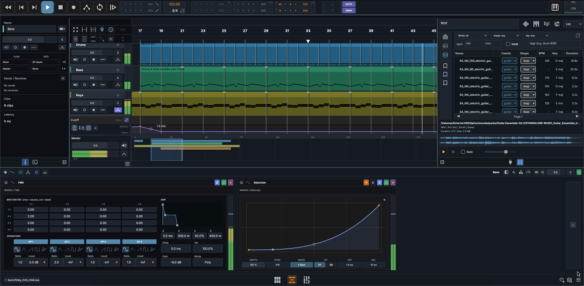 MAGDA Arrange view (dark theme)